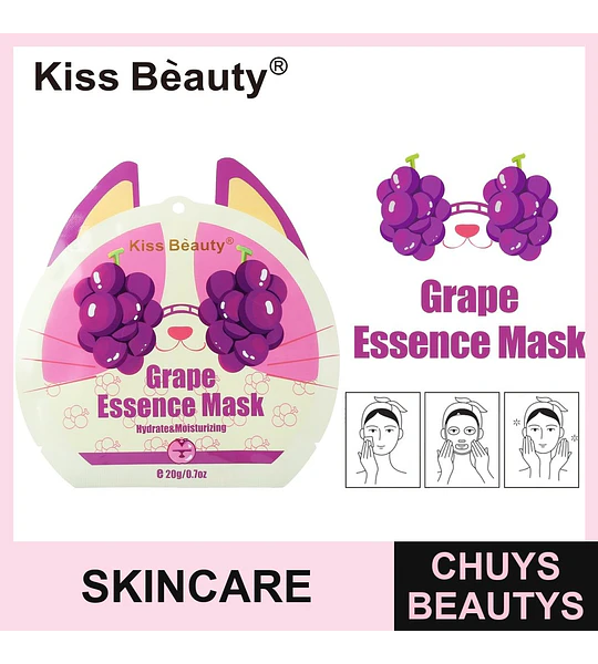 Mascarilla Facial de Esencia de Uva Hidratante Kiss Bèauty