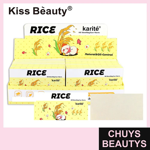 Papel Absorbente de Grasa Kiss Beauty Karité con Arroz para Control de Aceite - Chuys Beautys | Chuys Beautys