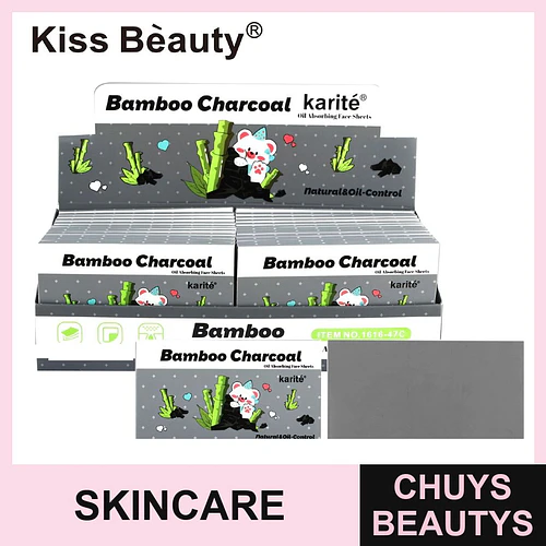 Toallitas absorbentes de grasa facial Kiss Beauty con carbón de bambú y karité - Chuys Beautys | Chuys Beautys