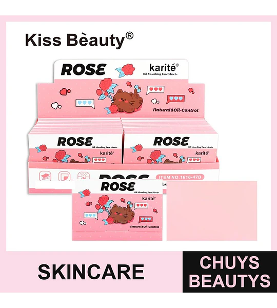 Toallitas absorbentes de grasa facial Kiss Beauty Rose con control de aceite