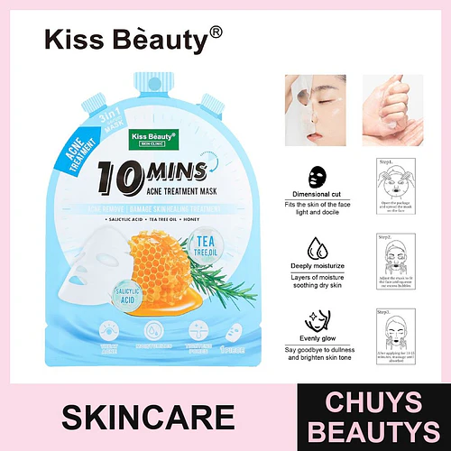 Mascarilla Facial Tratamiento Acné 3 en 1 con Ácido Salicílico y Árbol de Té Kiss Beauty - Chuys Beautys | Chuys Beautys