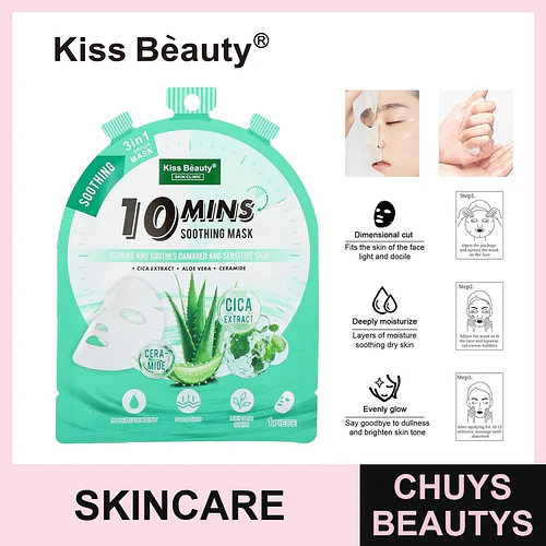 Mascarilla Facial Calmante 10 Minutos con Cica y Ceramida Kiss Beauty - Chuys Beautys | Chuys Beautys