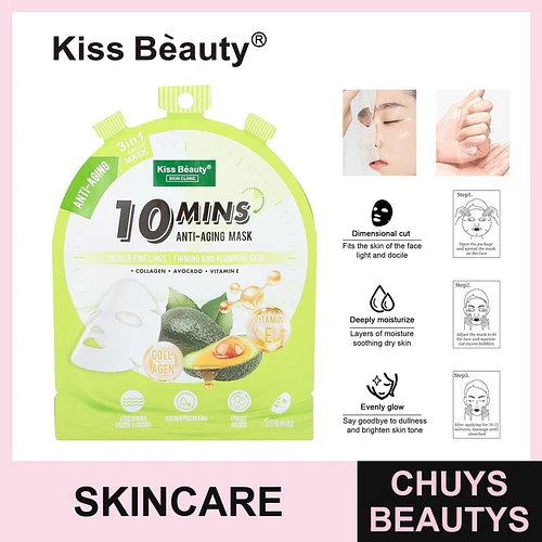 Mascarilla Facial Antiedad Kiss Beauty 10 Minutos con Colágeno y Aguacate - Chuys Beautys | Chuys Beautys