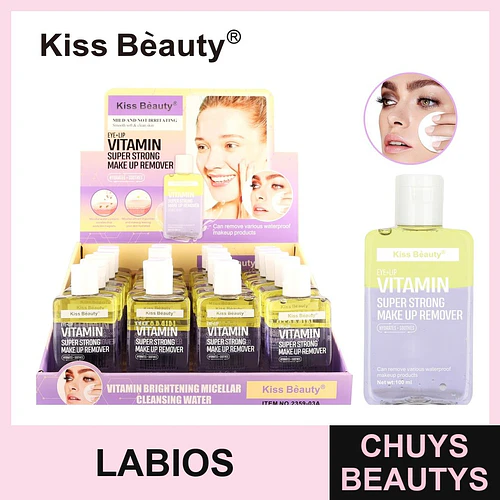 Desmaquillante Bifásico de Ojos y Labios Kiss Beauty Vitamina Super Fuerte - Chuys Beautys | Chuys Beautys