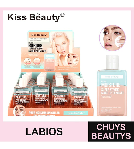 Desmaquillante bifásico Kiss Beauty Eye+Lip súper fuerte hidratante 100ml