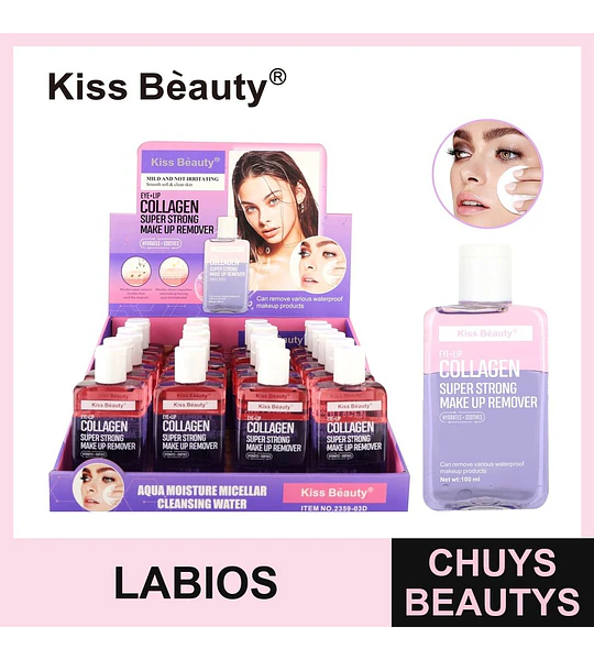Desmaquillante Bifásico Súper Potente Ojos y Labios con Colágeno Kiss Beauty 100ml