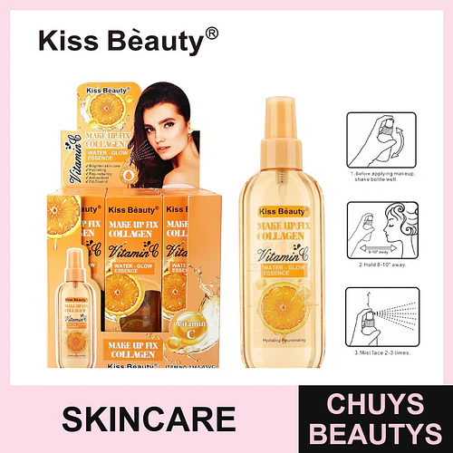 Esencia Fijadora de Maquillaje con Colágeno y Vitamina C Kiss Beauty - Chuys Beautys | Chuys Beautys