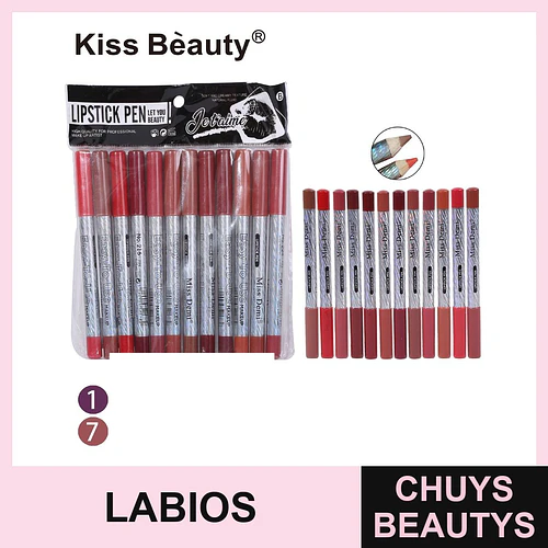 Set de 12 Lápices Labiales Cremosos Kiss Beauty Tono Variado - Chuys Beautys | Chuys Beautys