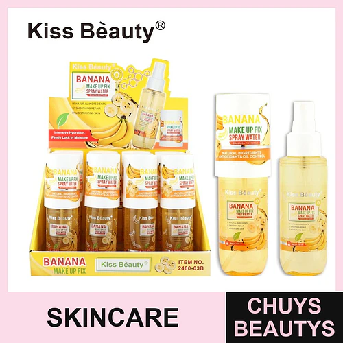 Spray Fijador de Maquillaje Kiss Beauty Banana Hidratante y Control de Grasa - Chuys Beautys | Chuys Beautys