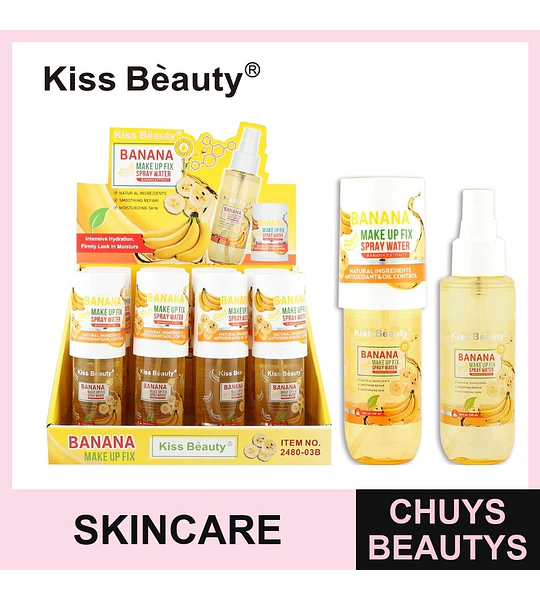 Spray Fijador de Maquillaje Kiss Beauty Banana Hidratante y Control de Grasa