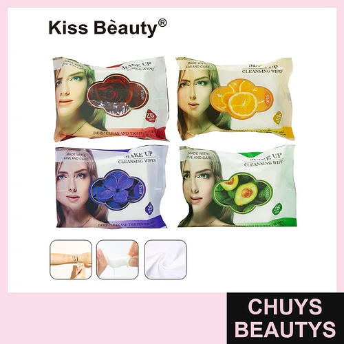 Toallitas desmaquillantes Kiss Beauty con extractos naturales, 25 unidades - Chuys Beautys | Chuys Beautys