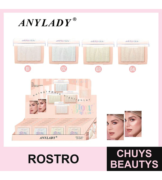 Iluminador Holográfico Compacto ANYLADY Glow Let Love
