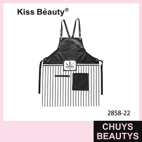 Delantal de barbero profesional Kiss Bèauty con diseño a rayas y bolsillos - Chuys Beautys | Chuys Beautys