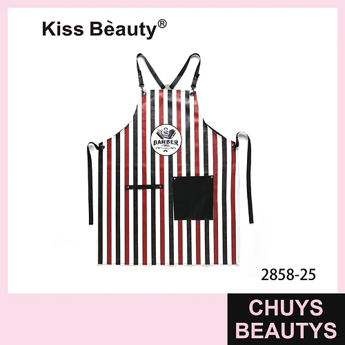 Delantal de barbero Kiss Bèauty a rayas ajustable con bolsillos - Chuys Beautys | Chuys Beautys