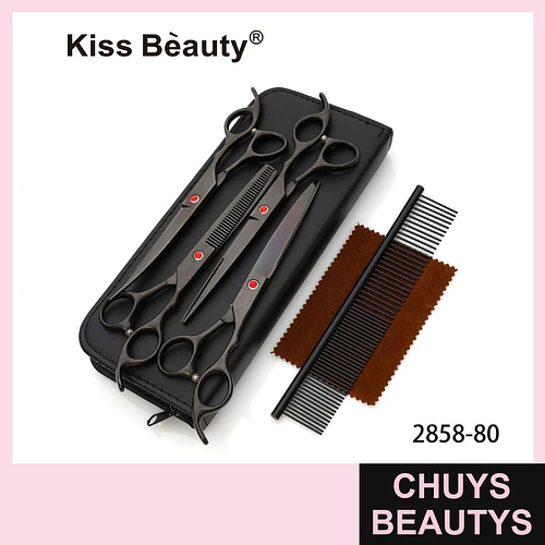 Set de Tijeras Profesionales para Peluquería Kiss Bèauty de Acero Inoxidable Negro - Chuys Beautys | Chuys Beautys