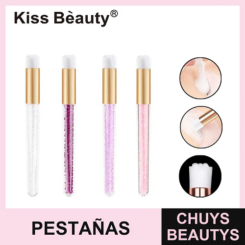 Kiss Bèauty Set de 12 Cepillos Limpiadores de Pestañas y Rostro con Glitter - Chuys Beautys | Chuys Beautys