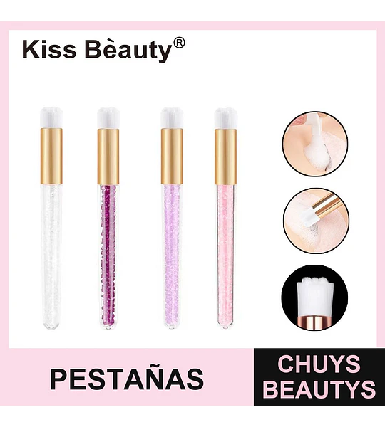 Kiss Bèauty Set de 12 Cepillos Limpiadores de Pestañas y Rostro con Glitter