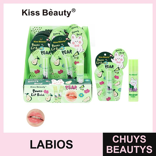 Bálsamo labial hidratante Kiss Beauty Power Lip Balm con aroma a pera - Chuys Beautys | Chuys Beautys