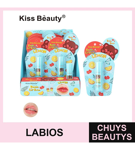 Bálsamo labial hidratante Kiss Bèauty Power+ sabor limón