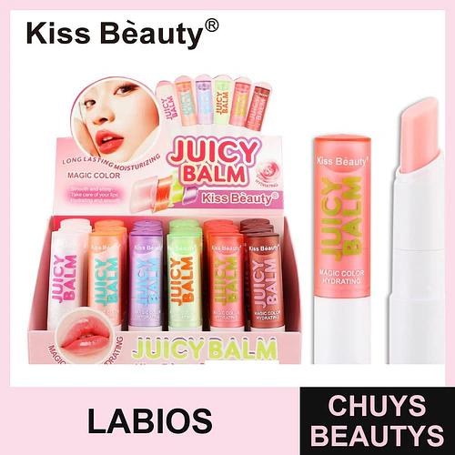 Bálsamo Labial Kiss Beauty Juicy Balm Hidratante con Color Mágico de Larga Duración - Chuys Beautys | Chuys Beautys