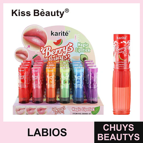 Lápiz Labial Mágico Frutal Hidratante Karité Kiss Bèauty Berry's Juicy - Chuys Beautys | Chuys Beautys