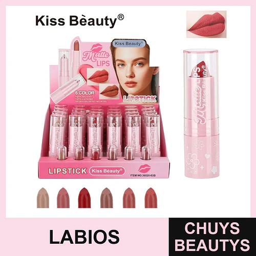 Labial Mate Altamente Pigmentado Kiss Beauty de Larga Duración - Chuys Beautys | Chuys Beautys