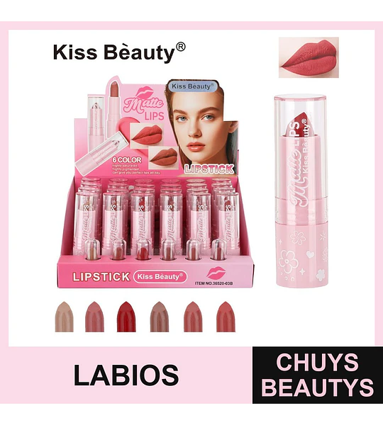 Labial Mate Altamente Pigmentado Kiss Beauty de Larga Duración