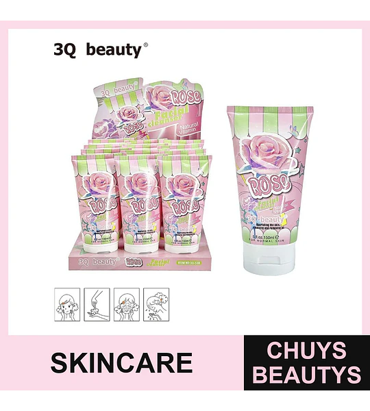 Limpiador Facial 3Q beauty de Rosa y Vitamina Natural para Piel Normal