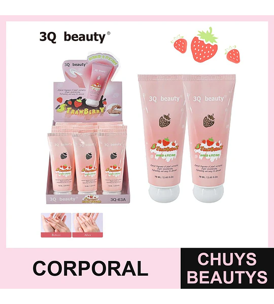 Crema de Manos Hidratante Fresa 3Q Beauty 70ml