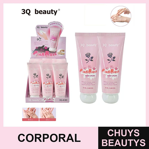 Crema de Manos Hidratante y Blanqueadora Rosa Pink Rose 3Q beauty - Chuys Beautys | Chuys Beautys