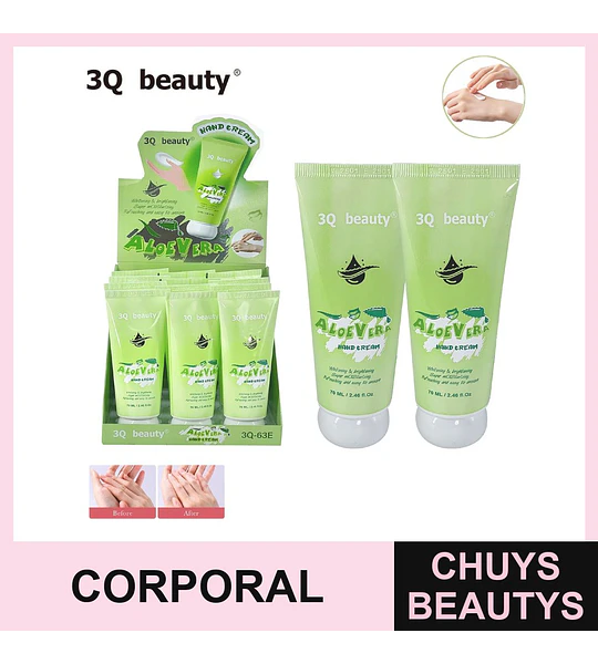 Crema de Manos Hidratante y Blanqueadora Aloe Vera 3Q beauty 70ml