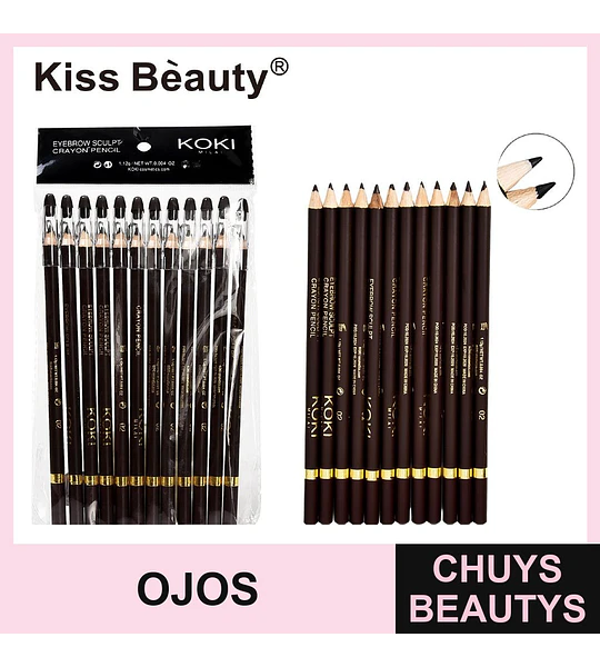 Lápiz de Cejas Escultor Crayon Kiss Beauty KOKI MILAN Tono Café Oscuro