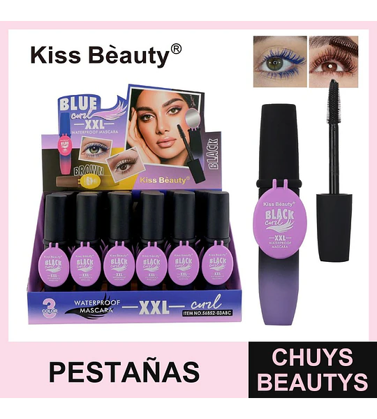Rímel de Pestañas Kiss Beauty Waterproof XXL Curl Negro