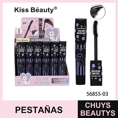 Mascara de Volumen Larga Duración con Cepillo de Silicona Kiss Beauty - Chuys Beautys | Chuys Beautys