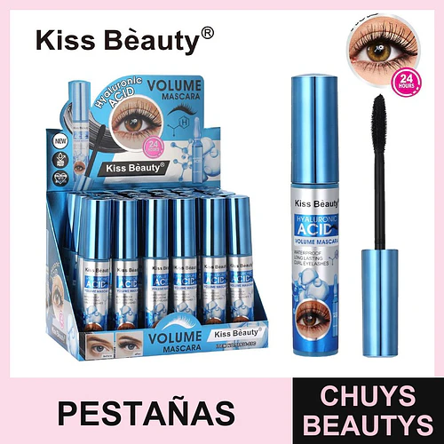 Máscara de Pestañas Volumen con Ácido Hialurónico Kiss Beauty 24 Horas - Chuys Beautys | Chuys Beautys