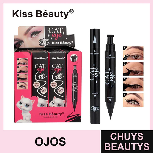 Delineador Líquido Doble Punta con Sello para Ojos Cat Eye Kiss Beauty - Chuys Beautys | Chuys Beautys