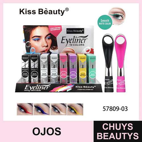 Delineador de Ojos Kiss Beauty Larga Duración Acabado Mate 10 Colores - Chuys Beautys | Chuys Beautys