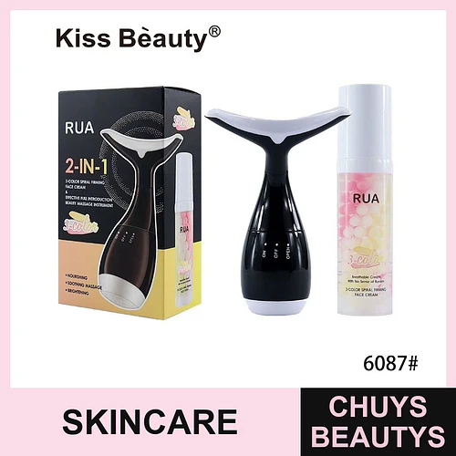 Set Masajeador Facial y Crema Reafirmante 3 Colores Kiss Beauty RUA - Chuys Beautys | Chuys Beautys