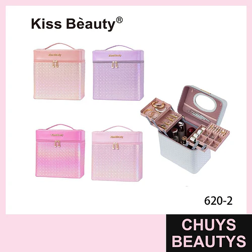 Organizador de Maquillaje Portátil con Compartimentos Kiss Beauty - Chuys Beautys | Chuys Beautys