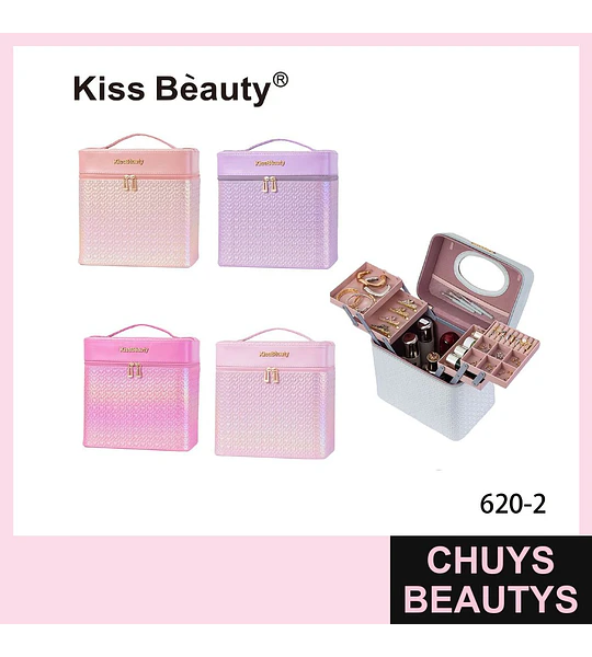 Organizador de Maquillaje Portátil con Compartimentos Kiss Beauty