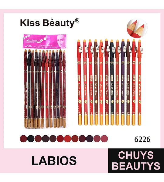 Lápices delineadores Kiss Beauty Miss Demi para ojos y labios, 288 unidades