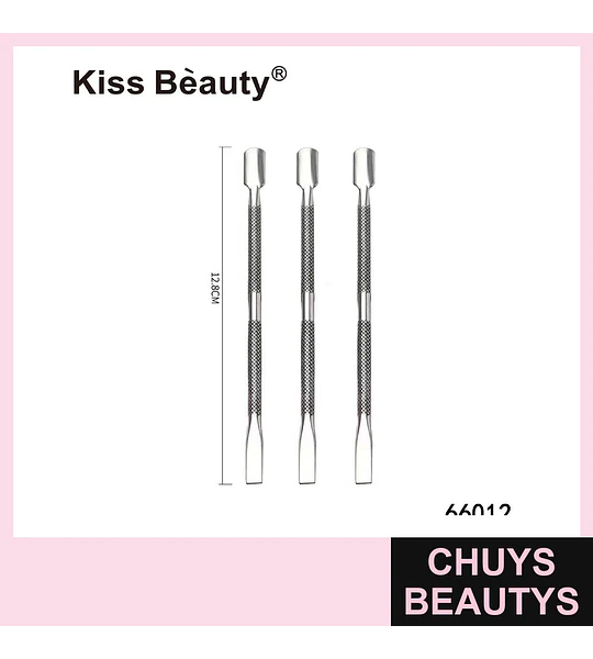 Empujador y removedor de cutículas doble punta de acero inoxidable Kiss Bèauty