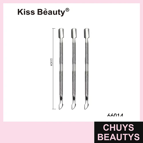 Empujador y removedor de cutículas doble punta Kiss Bèauty 12.5 CM acero inoxidable - Chuys Beautys | Chuys Beautys