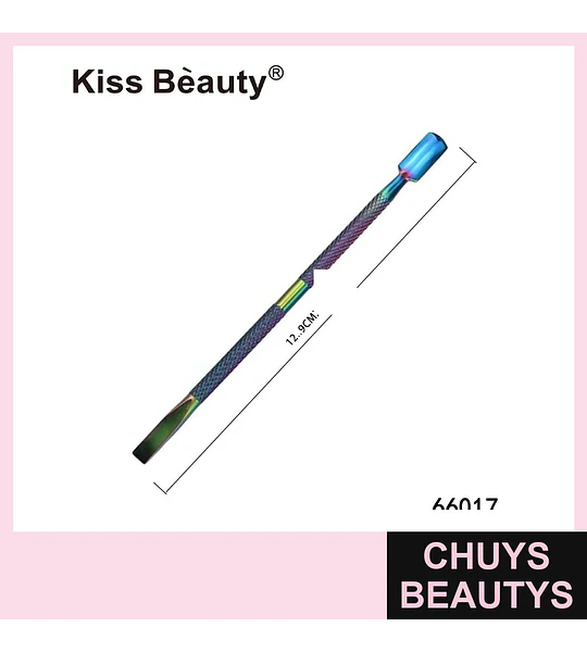 Empujador de cutículas metálico iridiscente doble punta Kiss Bèauty