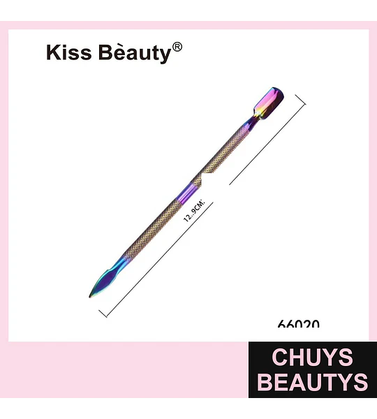 Empujador de Cutículas Doble Punta Iridiscente Kiss Bèauty