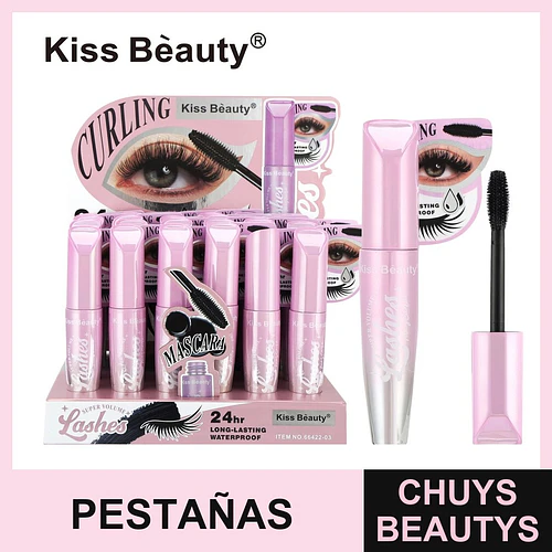 Máscara de Pestañas Rizadora Super Volumen 24h Waterproof Kiss Beauty - Chuys Beautys | Chuys Beautys