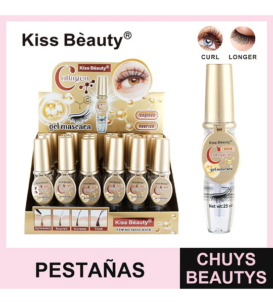 Gel Mascara Alargadora y Nutritiva con Colágeno Kiss Bèauty