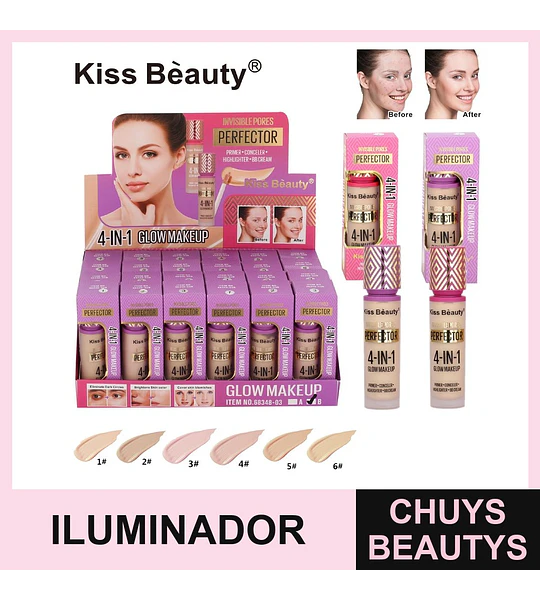 Maquillaje Iluminador 4 en 1 Kiss Beauty Invisible Pores Perfector
