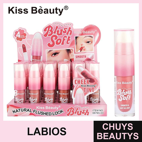 Kiss Beauty Blush Soft Tinta Líquida para Mejillas con Aplicador Esponja - Chuys Beautys | Chuys Beautys