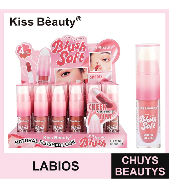 Kiss Beauty Blush Soft Tinta Líquida para Mejillas con Aplicador Esponja
